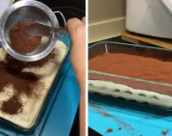 Step <p><span style="font-weight: 400;">Pasado este tiempo lo puede sacar de la nevera y decorar con cacao en polvo hasta cubrirlo.</span></p> illustration