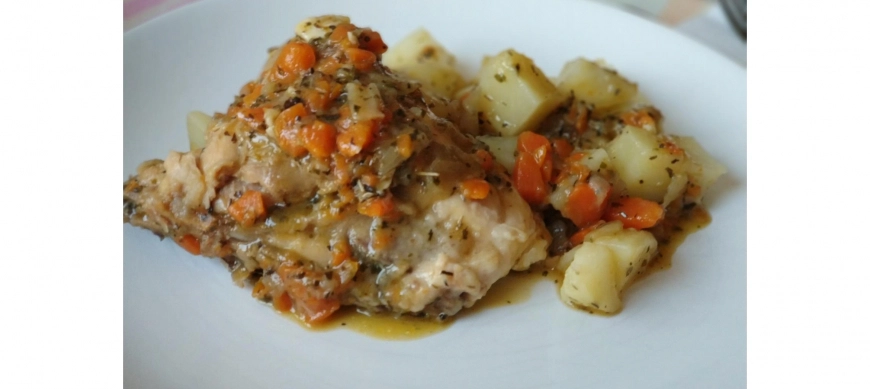 POLLO A LA PROVENZAL CON PATATAS AL VAPOR