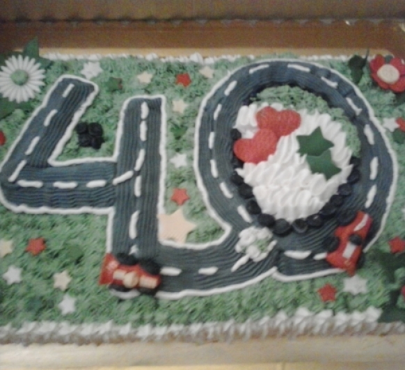 Super tarta 40 cumpleaños con thermomix. bizcocho genoves, crema pastelera de chocolate